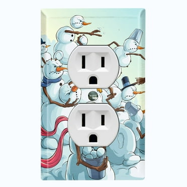 Metal Light Switch Plate Cover Snowmen Snowball Fight SNO003