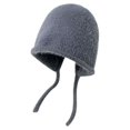 thumbnail image 2 of Ear Protection Lace-up Brimless Bandage Winter Hat Women Solid Color Riding Woolen Yarn Cap, 2 of 8