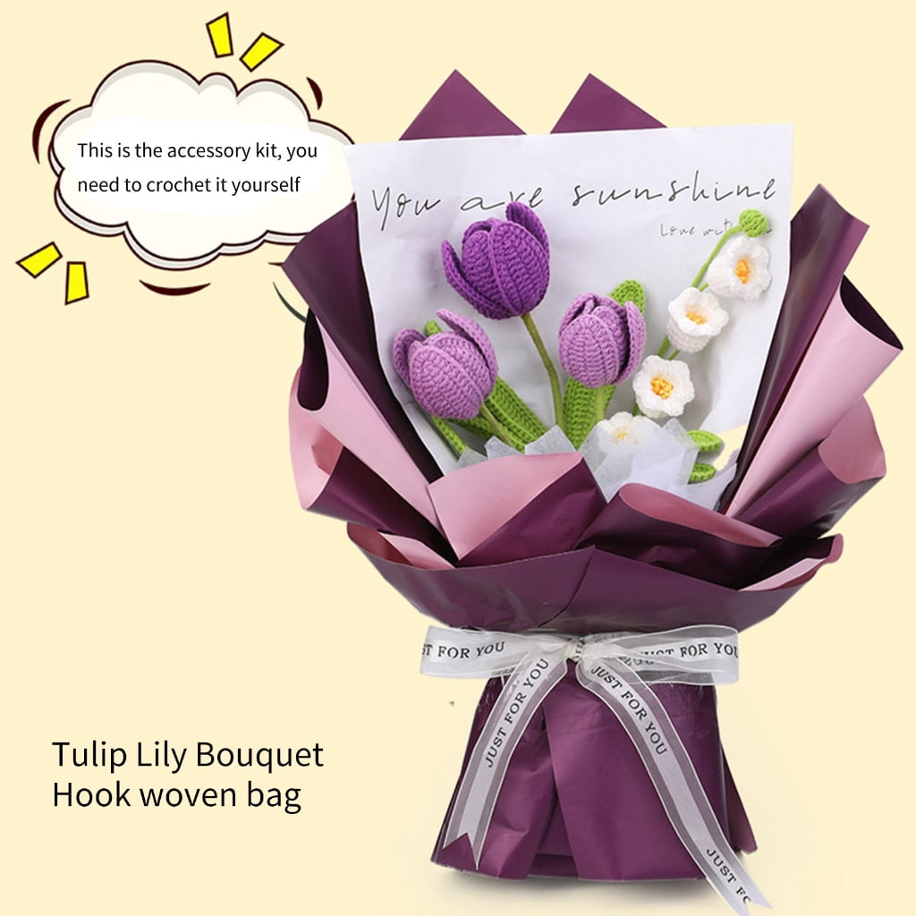 Crochet Flower Bouquet Set Includes Step-by-Step Instruction Crochet Hook Yarn