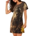 thumbnail image 2 of Easygdp Apocalyptic Skull Soldier Camisón de manga corta para mujer, informal, estampado, 2 of 6