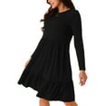 thumbnail image 4 of INSPIRE CHIC Women's Casual Babydoll Dress with Pockets Long Sleeve Round Neck Tiered a Line Flowy Dress, 4 of 5