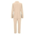 thumbnail image 5 of GILIGEGE Two Piece Sets for Women Women's Autumn Winter Solid Color Buttoned Slim Fit Cardigan Suit Jacket Suit Pants Two Piece Set Beige L, 5 of 6