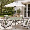 thumbnail image 2 of Round Outdoor Tablecloth with Umbrella Hole and Zipper, Sage Green Spring Floral Tablecloth with Elastic Waterproof, Daisy Flowers Elegant Farmhouse Art Patio Table Covers for 36" - 44" Pool Tables, 2 of 9
