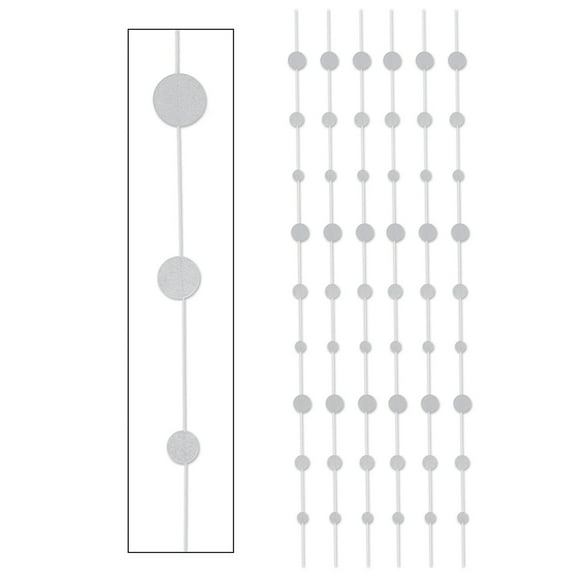 Club Pack of 72 Decorative Hanging Silver Glittered Dot Stringers 6'