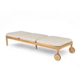 thumbnail image 6 of Olurrisa Outdoor Acacia Wood Chaise Lounge Set of 2 with Wheels, Beige Cushion & Light Teak Frame for Patio Poolside, 6 of 8