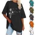 thumbnail image 3 of WREESH Women's Oversized T-Shirts Casual Round-Neck Printed Loose Short Sleeve Graphic Tops Black, 3 of 5