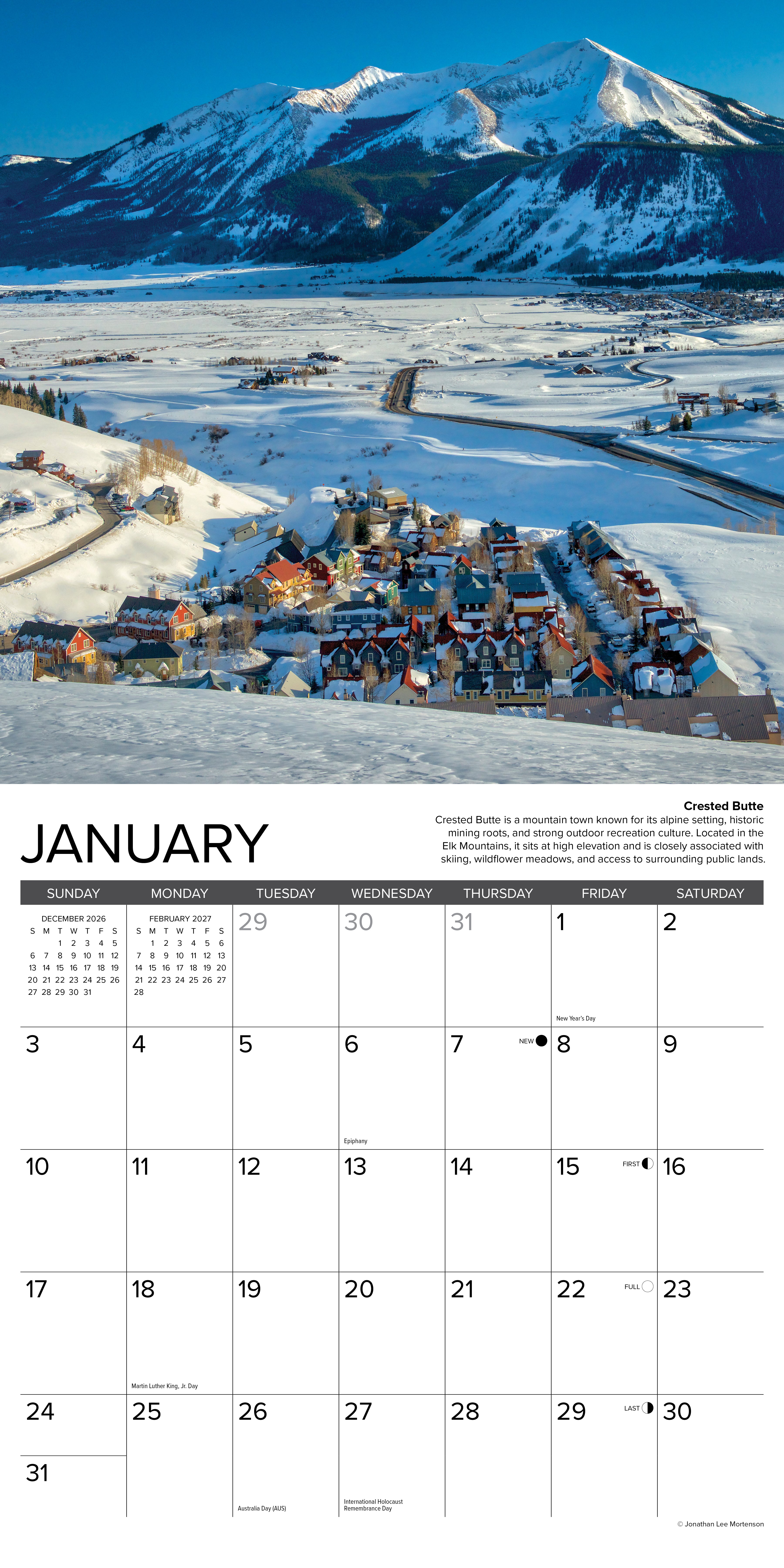 Willow Creek Press, Colorado 2027 Wall Calendar