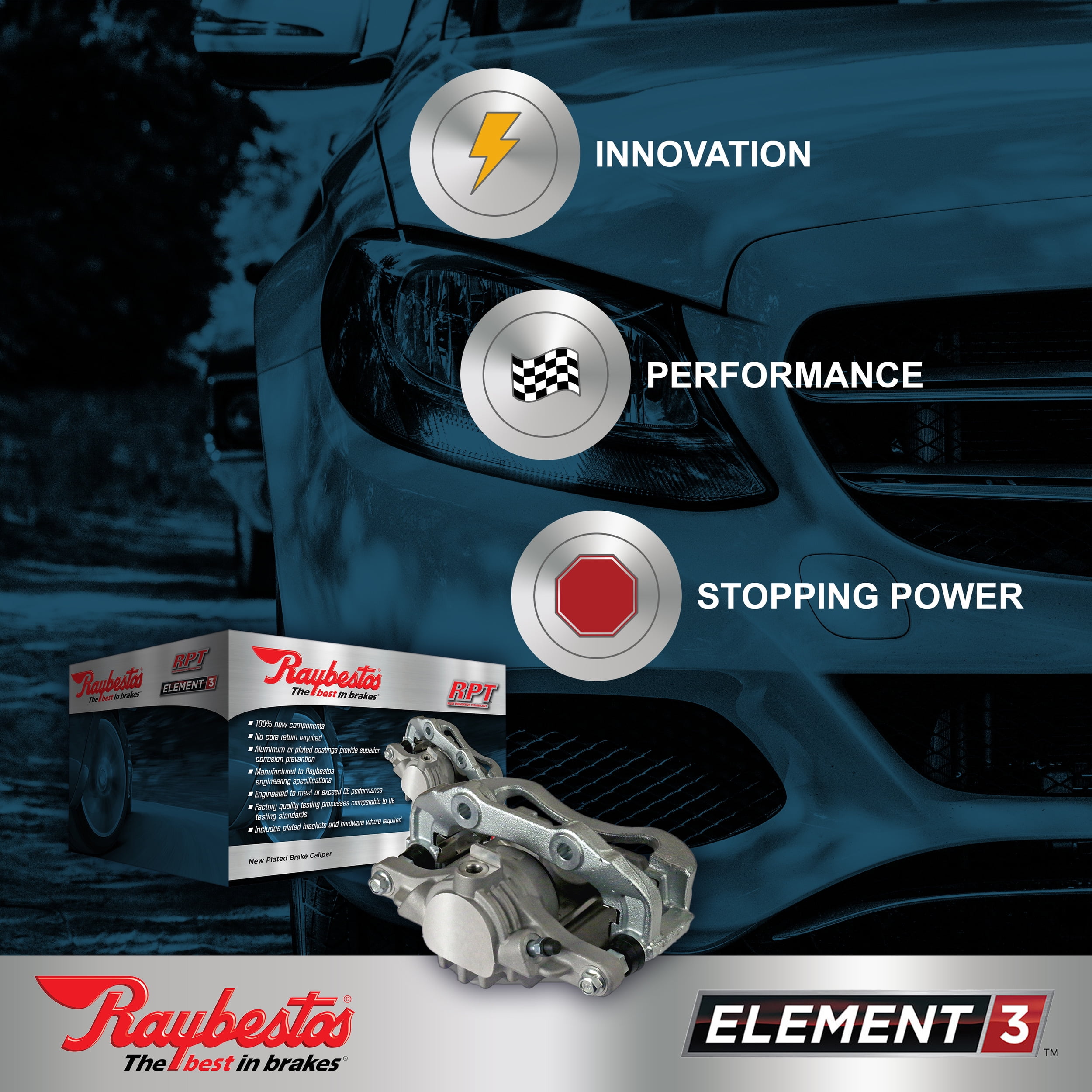 Raybestos Element3 New Plated Calipers Fits select: 2003-2008 HONDA PILOT