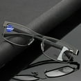 thumbnail image 6 of 2 Pairs of Rectangular Classic Business Progressive Reading Glasses 1.50 for Men, Metal Spring Hinge Temple Readers, Gunmetal Vintage Presbyopic Glasses +1.50 Strength, 6 of 7