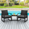 thumbnail image 3 of Alden Design 3-Piece Modern Bistro Set Rattan Chairs for Balcony/Patio/Bistro, Black Cushions, 3 of 8