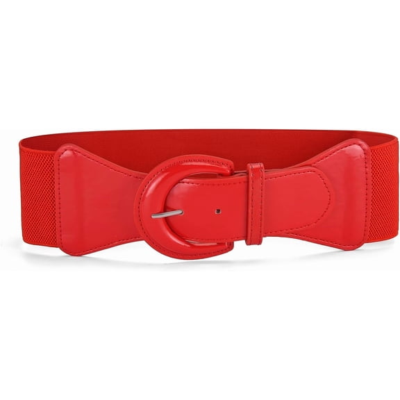 TELOLY Red Wide Belt for Women Chunky Elastic Waist Belt for Dress Red Belt for Women