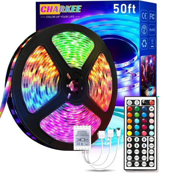 50Ft Multicolor Led Strip Lights Remote Control Rgb For Bedroom Party Home