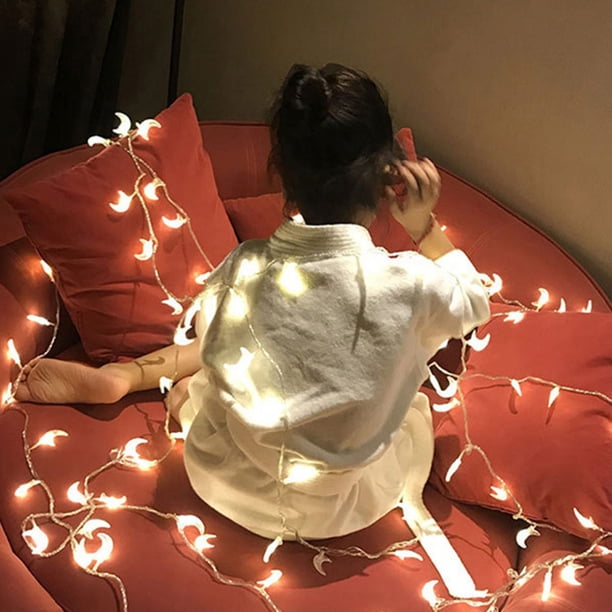 Cadena de luces, cadena de luces de 20 LED con cadena de luces navideñas, cadena de luces colgantes de luna, muy recomendable