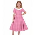 thumbnail image 6 of SERTGUTR Girls' Dress Turndown Collar Button Front Plaid Print A Line Flared Skirt Stretch Fabric School Party Everyday Wear Dress, 6 of 6