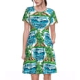 thumbnail image 1 of Disketp Hawaii Palms para Vestido de Manga Corta para Mujeres, Vestidos de Verano para Mujeres, Casual y Holgado para la Playa, 1 of 6