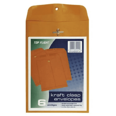 Top Flight Kraft Clasp Envelopes 6 x 9-Inches