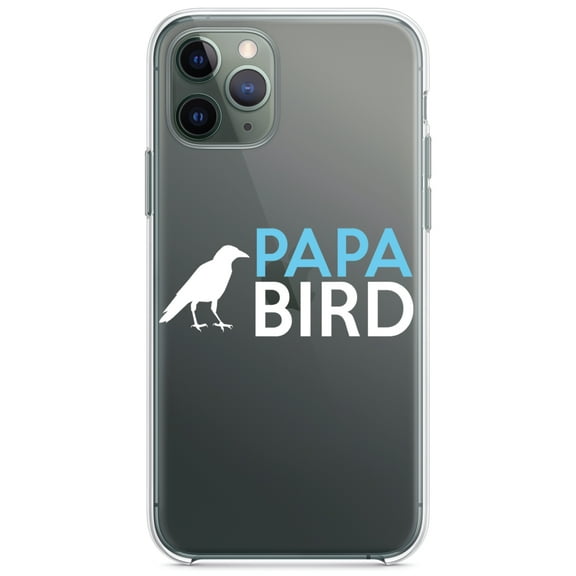 DistinctInk Clear Shockproof Hybrid Case for iPhone 11 Pro MAX (6.5" Screen) - TPU Bumper Acrylic Back Tempered Glass Screen Protector - Papa Bird