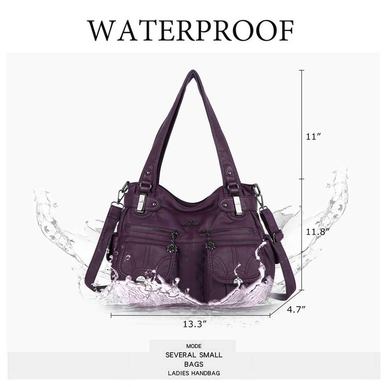 Angelkiss Women's Handbag Single Shoulder Bag with Detachable Strap Multiple Pockets