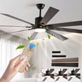 thumbnail image 1 of Luz de ventilador de techo led de 72" de nuez con 8 cuchillas de madera, control remoto, temperatura de color ajustable para sala de estar, dormitorio, 1 of 5