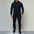 thumbnail image 1 of ITFABS Men 2PCS Set, Long Sleeve Straps Hoodie Zip Top, Long Loose Straps Pants, 1 of 2
