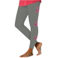 thumbnail image 3 of DDAPJ pyju Breast Cancer Awareness Leggings for Women High Waisted Stretch Yoga Running Pants Ribbon Heart Printed Casual Workout Tights Buttery Soft Milk Silk Legging Clearance Sale Today Gray M, 3 of 5