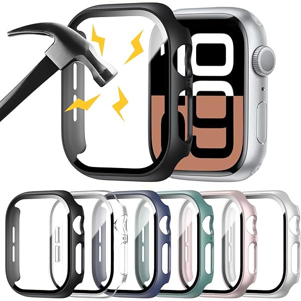wonima44 6 Pack for Apple Watch 40mm SE 2 (2024) SE Series 6 Series 5 Series 4 Case with Tempered Glass Screen Protector, Ultra-Thin Anti-Scratch Hard PC Protective Cover Compatible with iWatch 40mm