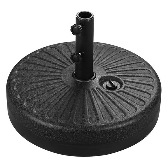 10Ft Patio Umbrella Solar Powered LED Outdoor Table Umbrella with Tilt & Crank - Aluminum Black Market Umbrella with Base Stand