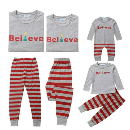 

Family Matching 2 PCS Santa Christmas Pajamas Sets T-Shirt Pants PJS Xmas Gift