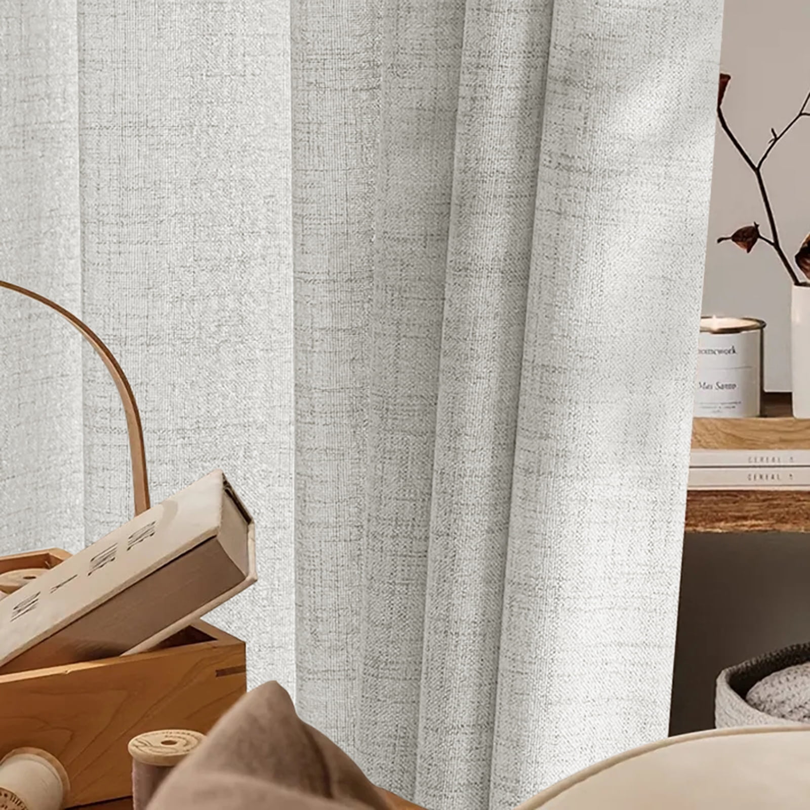 Lapalife Pinch Pleated Sheer Curtains 84 inches Long 2 Panels Set, Linen Pattern Light Filtering Sheer Curtain for Living Room Bedroom with Hooks and Rings, Light Gray, 40"x 108"