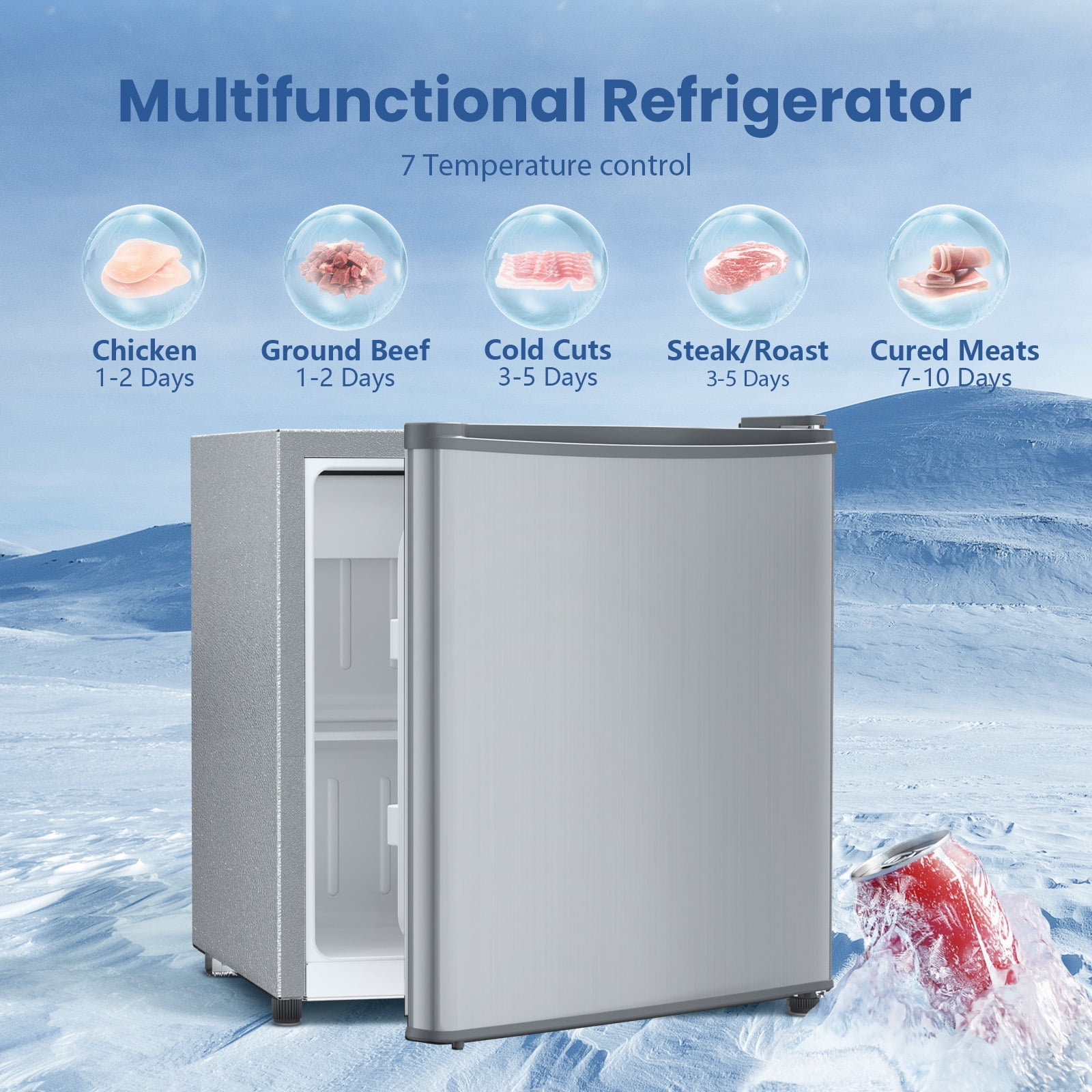 Auseo 1.7 cu.ft. Compact Refrigerator Mini Fridge Retro Style