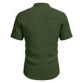 thumbnail image 6 of Fashion Men Casual Solid Short Sleeve V-Neck Blouse Button Shirt Tops With Pocket, 6 of 7