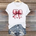 thumbnail image 2 of FRSASU Valentine's Day Heart T-Shirt for Women - Pink Bow Print Casual Short Sleeve Top, Loose Fit Round Neck Tunic Blouse White, 2 of 6