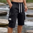 thumbnail image 2 of OIOLOYJM Mens Cargo Shorts Casual Drawstring Summer Athletic Hiking Bermuda Shorts Relaxed Fit Outdoor Work Shorts with Multi Pockets Black L, 2 of 5