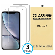 iPhone X Tempered Glass Screen Protector, HD Clear, 9H, Scratch Resistant, Bubble-Free, Pack of 3
