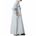 thumbnail image 5 of KAUOD Kids Muslim Midi Thobe Crew Neck Soft Pullover Abaya Robe with Pockets Button Front Plain Long Sleeve Thobe Clothes, 5 of 8