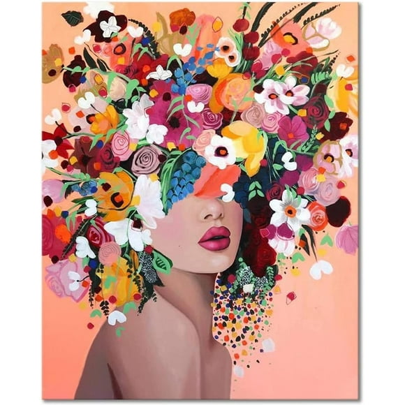 GHSDFBB Paint by Numbers for Adults, DIY Girls Adult Paint by Numbers Kits on Canvas Flowers Painting Kits for Kids Beginner Oil Painting Kits Gift for Kids and Adults 16x20 inch