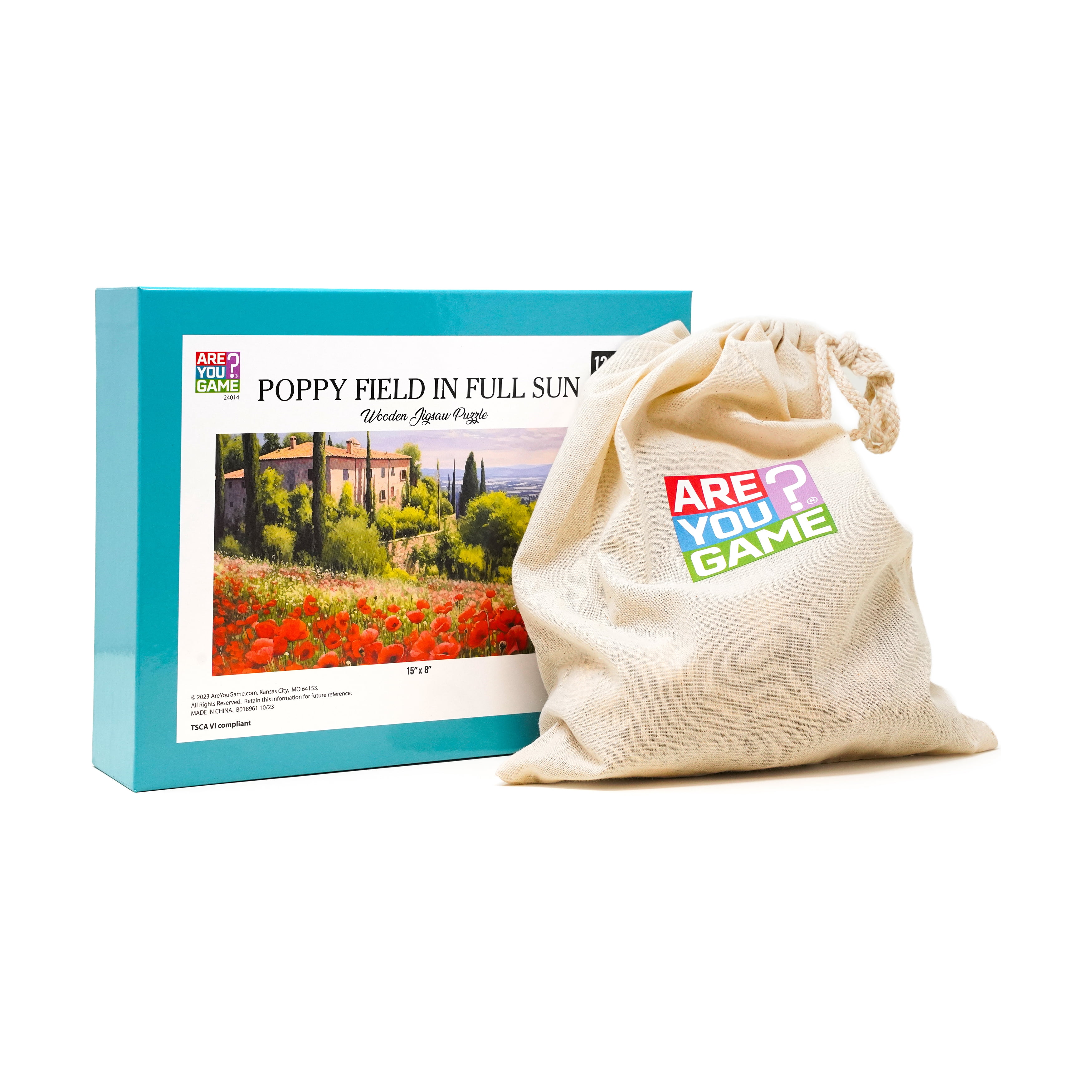 AreYouGame.com Wooden Jigsaw Puzzle - Poppy Field in Full Sun: 221 Pcs