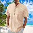 thumbnail image 2 of Mens Casual Manga Corta Botón Abajo Camisas, Verano Color Sólido, Cuello de Soporte Bolsillo Camisa Turndown, 2 of 9