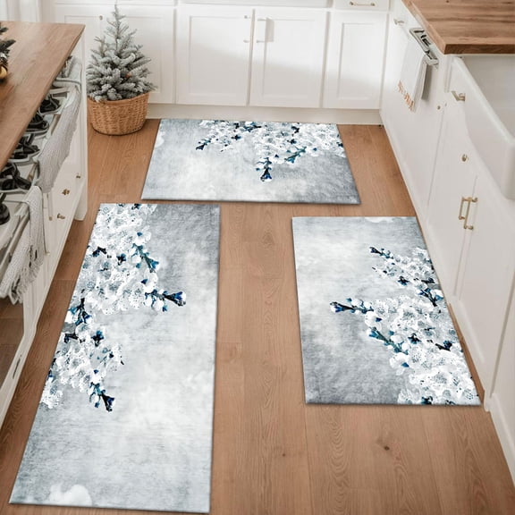 Farmhouse Kitchen Rugs Set 3 Piece, Boho Kitchen Mats for Floor, Non-Slip Kitchen Rug Waterproof Mats for Kitchen, Runner Rugs for Hallway Laundry Holiday Sink Decor