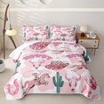 thumbnail image 2 of Erosebridal Cowgirl Western Bed Spread Queen,Pink Howdy Cowboy Horse Cactus Queen Coverlet Set,3-Piece, 2 of 7