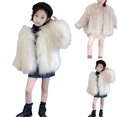 thumbnail image 7 of XIMIN Puffy Faux Fur Jacket for Kids Girls Crewneck Cropped Long Sleeve Lapel Button Down Fuzzy Winter Outerwear Fluffy Open Front Plush Coat Winter Windproof Trendy Parka, 7 of 7