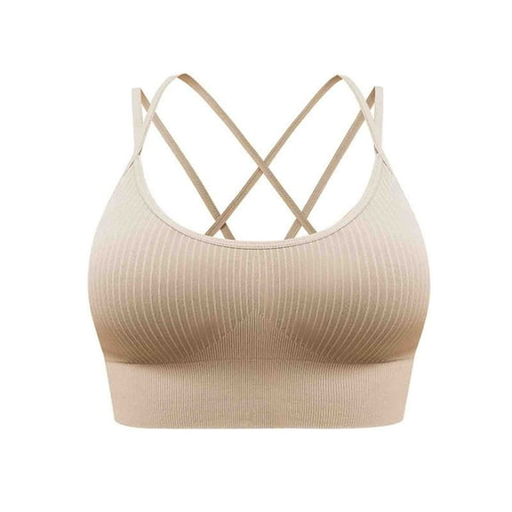 DISKEBUISS Women's Cross-Back Push Up Sport Bra - Seamless Comfy for Yoga Fitness - S-XXL