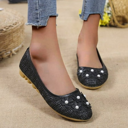 

Aayomet Womens Business Casual Shoes Size 9 Hollow Outdoor Women s Rhinestone Casual Flowers Leisure Shoes Slipon Shoes Fashion Black 7.5