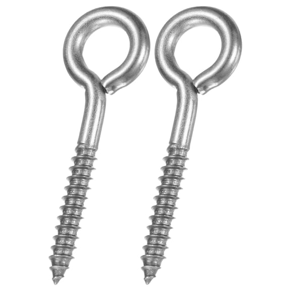 Uxcell 2-Pack Eye Hooks Screw, M7 3.2" 304 Stainless Steel Heavy Self Tapping Eye Bolts Pins Ceiling Hooks [Silver]
