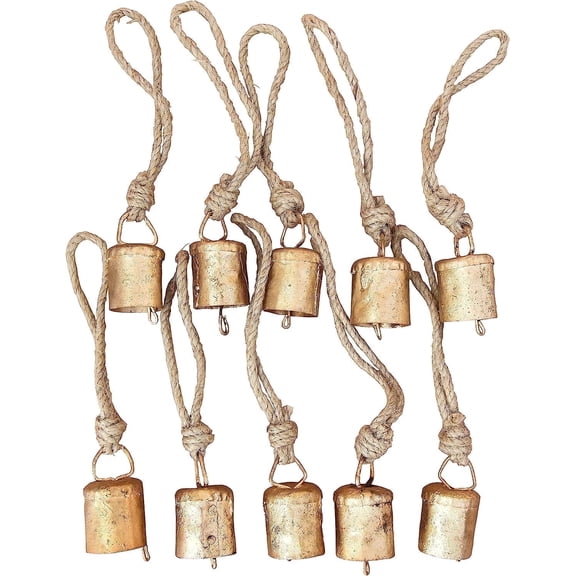 Vivanta Gold Mini Christmas Bells, 10 Pcs Rustic Vintage Iron Ornaments for Crafting & Chimes