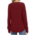 thumbnail image 4 of QUNYINEY Solid Women's Sweater Crew Neck Ribbed Knit Red Pullover Tops Long Sleeve Loose Casual Lightweight Sweaters, 4 of 7