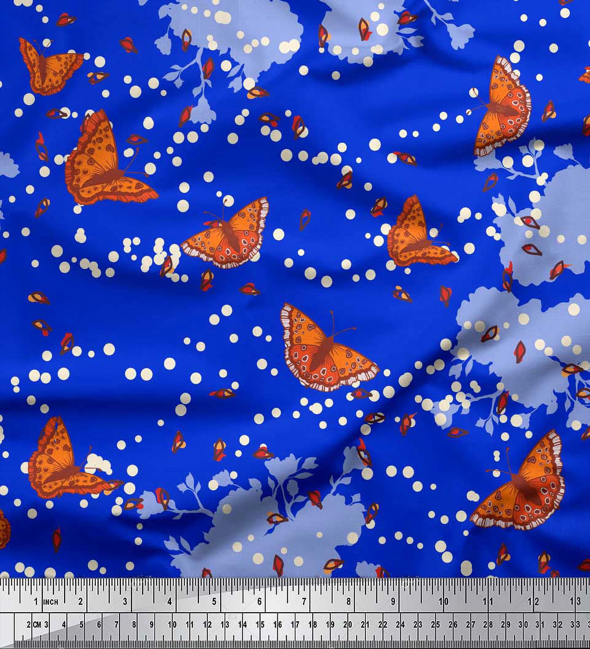 Soimoi Velvet Fabric Dot,Floral & Butterfly Decor Fabric Printed Yard 58 Inch Wide
