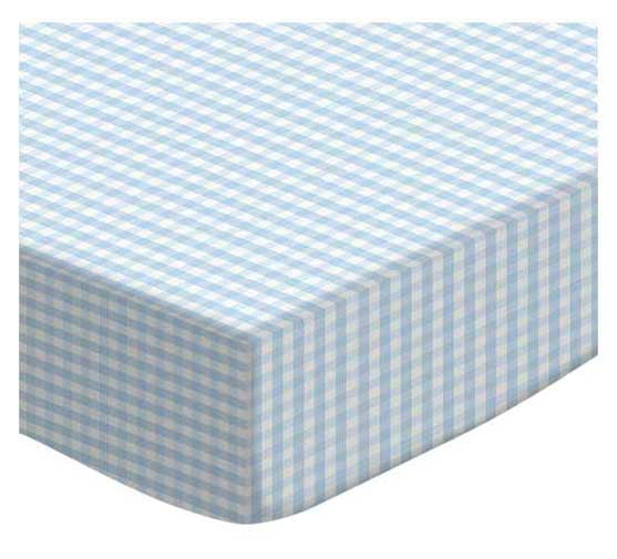 blue gingham crib sheet