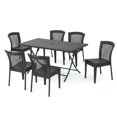 thumbnail image 1 of Noble House Pilar 7 Piece Outdoor Wicker Dining Set in Multibrown, 1 of 26