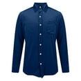 thumbnail image 4 of Stamzod Mens Shirts Trendy Fashion Vintage Long Sleeve Button Down Shirt Men Business Casual Velvet Oversized Shirt with Pocket Navy M, 4 of 9